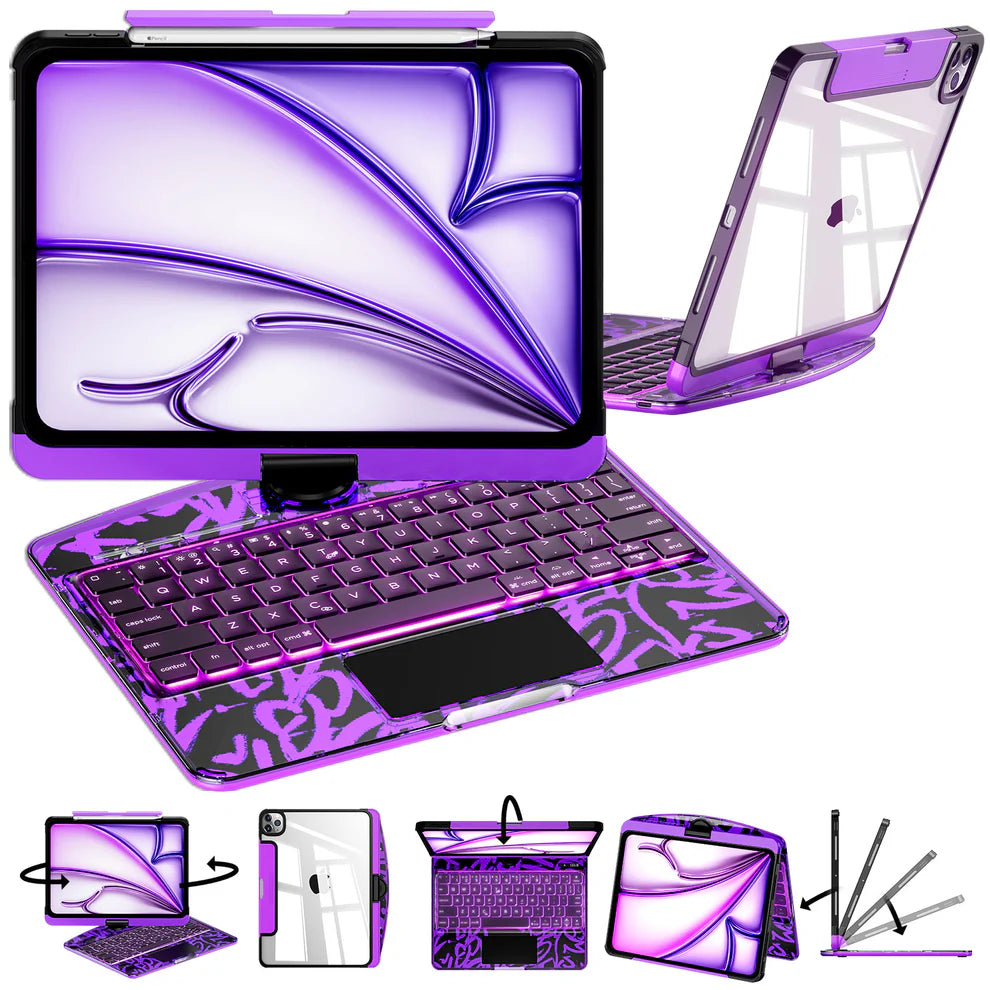 Nevcase Y2K Transparent Black 360° Rotating iPad Keyboard Case