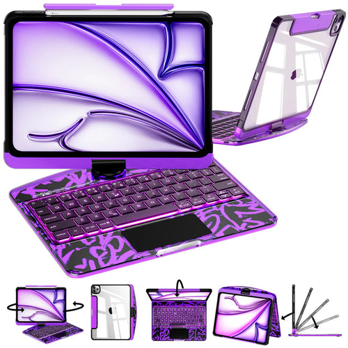Y2K Transparent Purple 360° Rotating iPad Keyboard Case | Nevcase