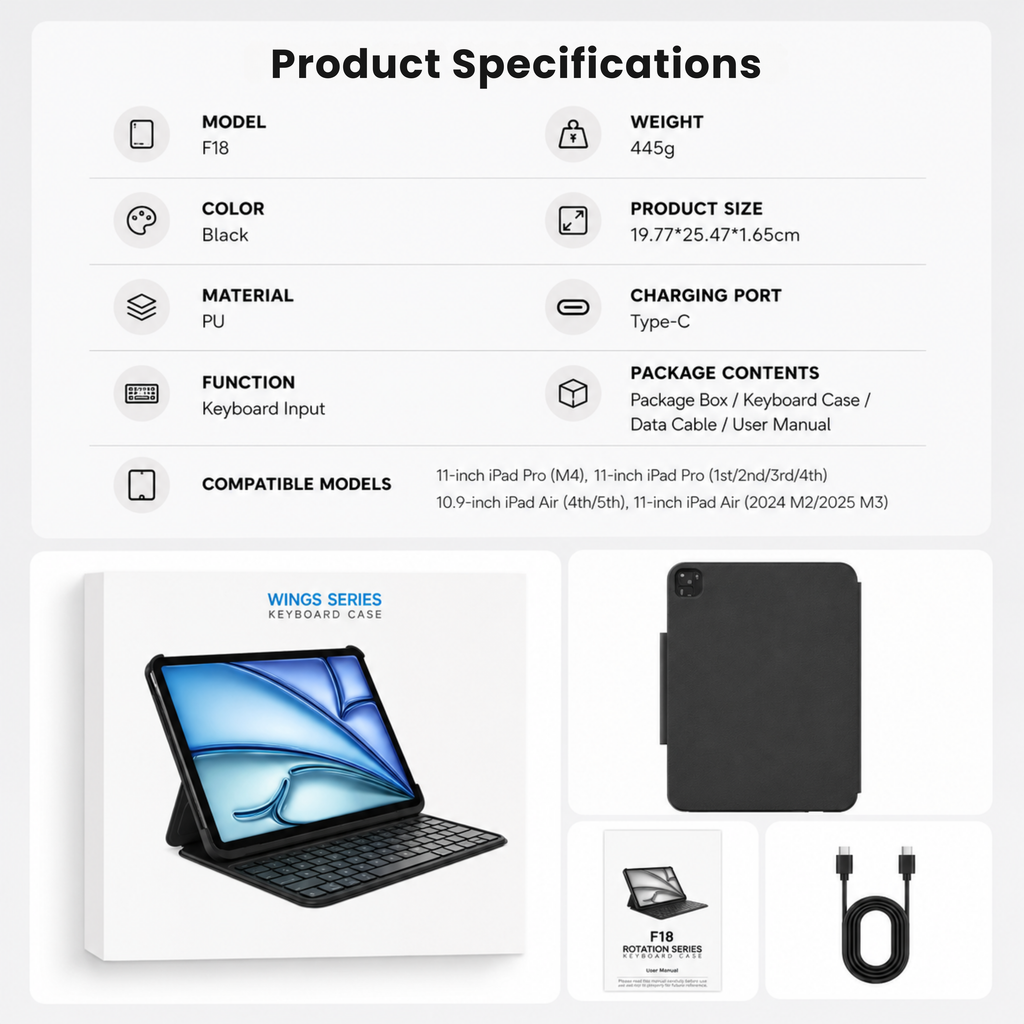 Nevcase Lightweight Butterfly iPad Keyboard Case