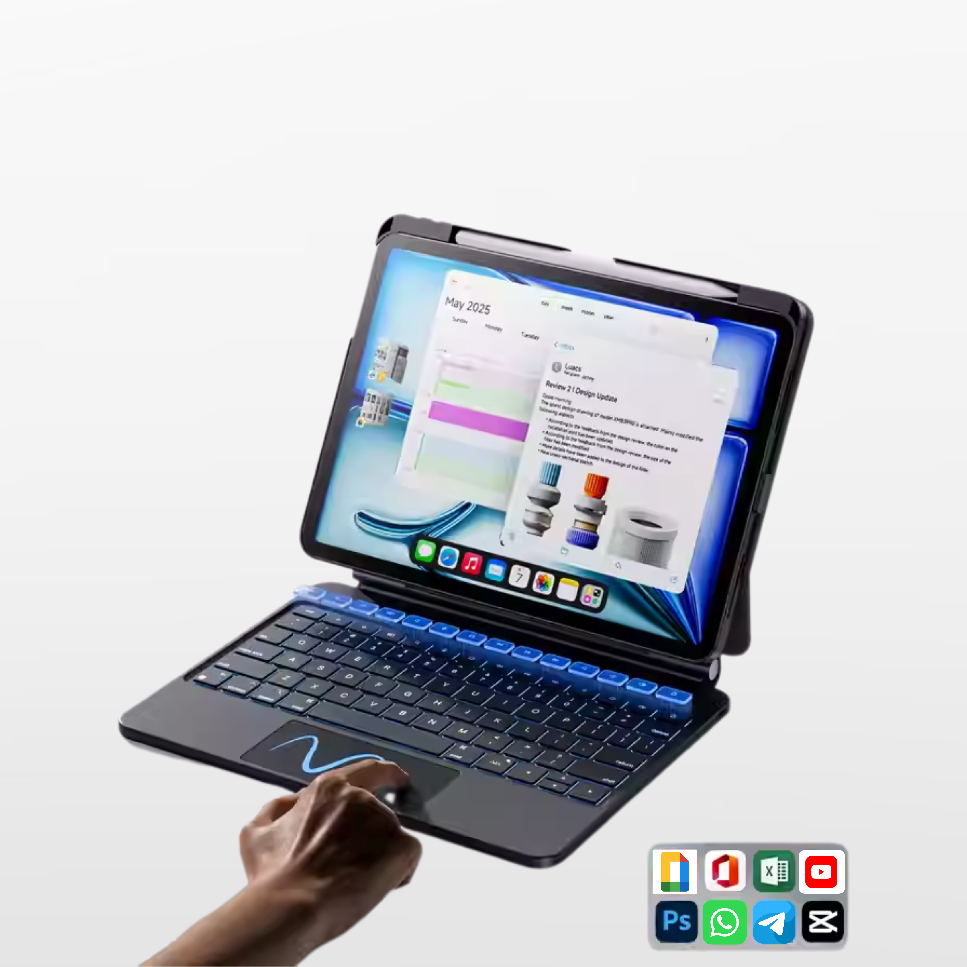 Nevcase Touch-Connect iPad keyboard case with trackpad official Mac style key layout 