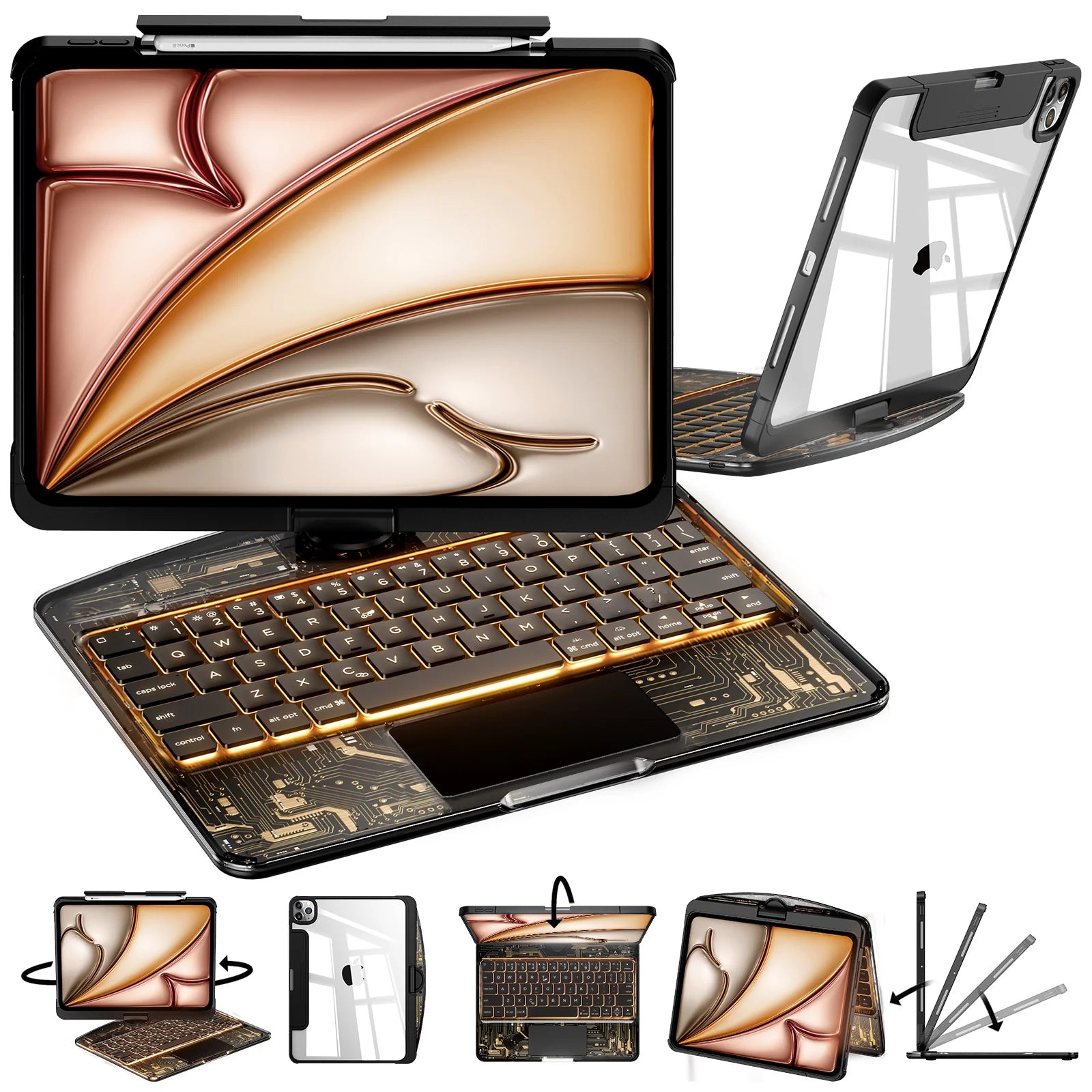 Y2K Transparent Purple 360° Rotating iPad Keyboard Case | Nevcase