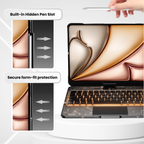 Nevcase Y2K transparent black 360 degree rotating iPad keyboard case built in hidden pen slot