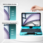 Nevcase Y2K transparent blue 360 degree rotating iPad keyboard case built in hidden pen slot