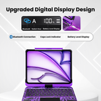 Nevcase Y2K transparent purple 360 degree rotating iPad keyboard case digital display design bluetooth connection