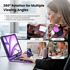 Nevcase Y2K transparent purple 360 degree rotating iPad keyboard case multiple viewing angle