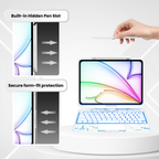 Nevcase Y2K transparent white 360 degree rotating iPad keyboard case built in hidden pen slot