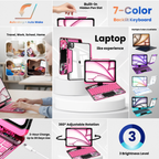 Nevcase transparent pink Y2K iPad keyboard case 7 color backlit 360 rotation hidden pen slot