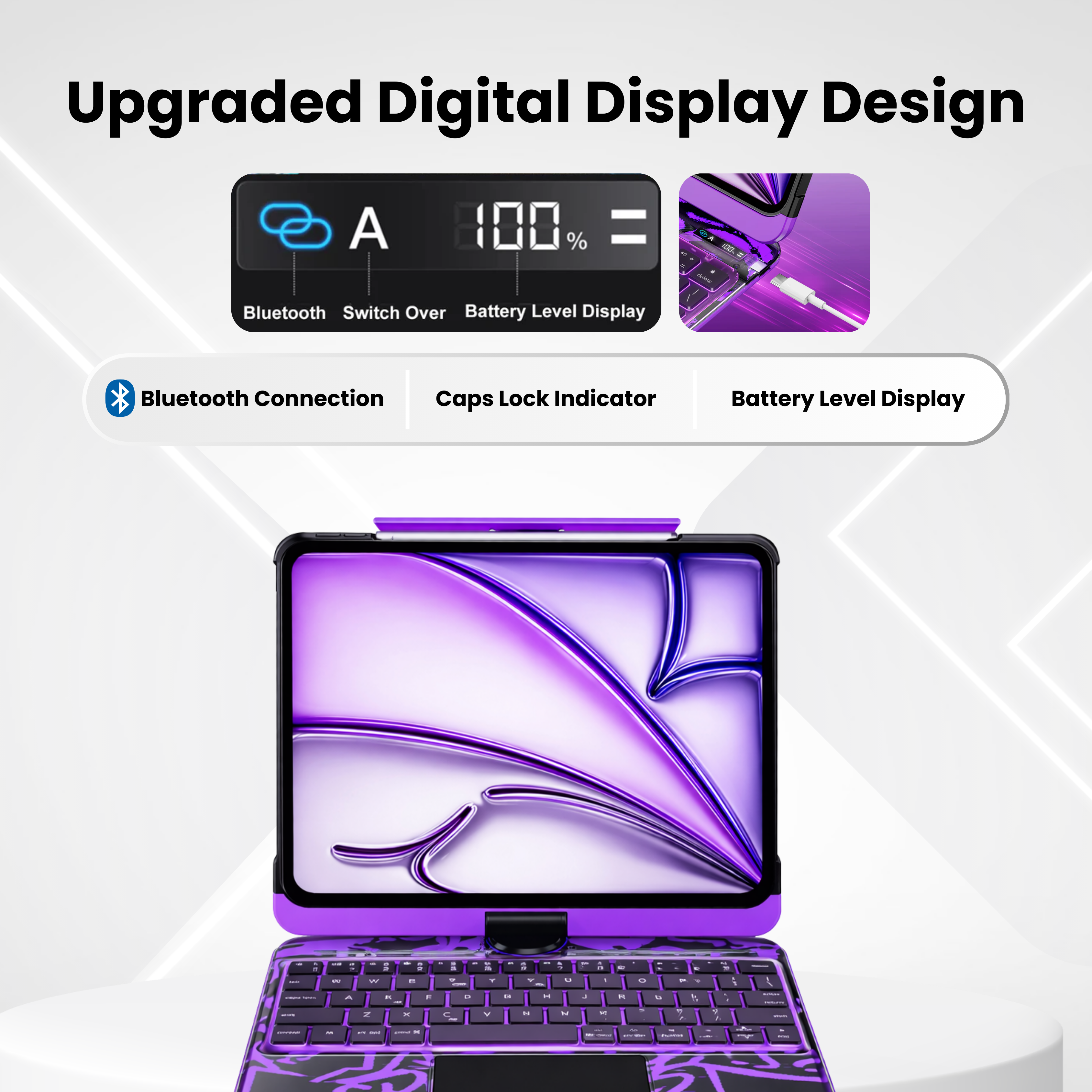 Nevcase Y2K Transparent Purple 360° Rotating iPad Keyboard Case