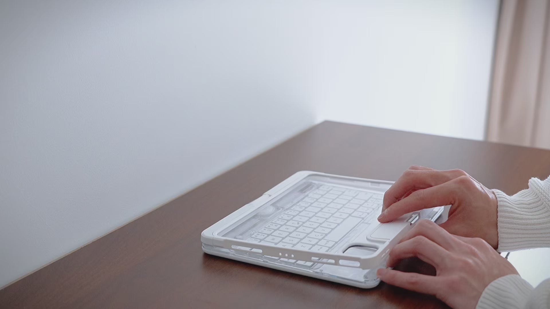 Nevcase Y2K transparent white 360 degree rotating iPad keyboard case with trackpad